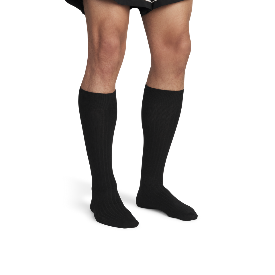 Ribbed Dress OTC Socks - Black MO1 [8806]
