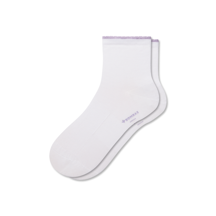 Women’s Scallop Cuff Quarter Socks - Smooth Low Cut Rotation