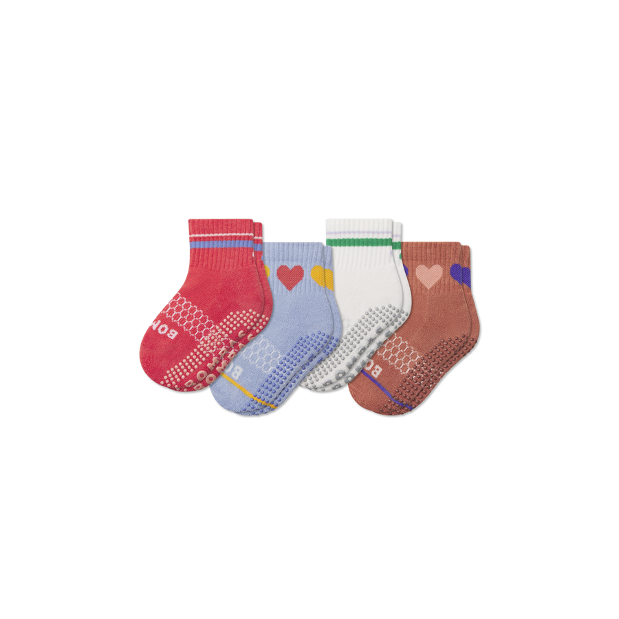 Toddler Hearts Gripper Calf Sock 4-Pack - Weekend School Pair