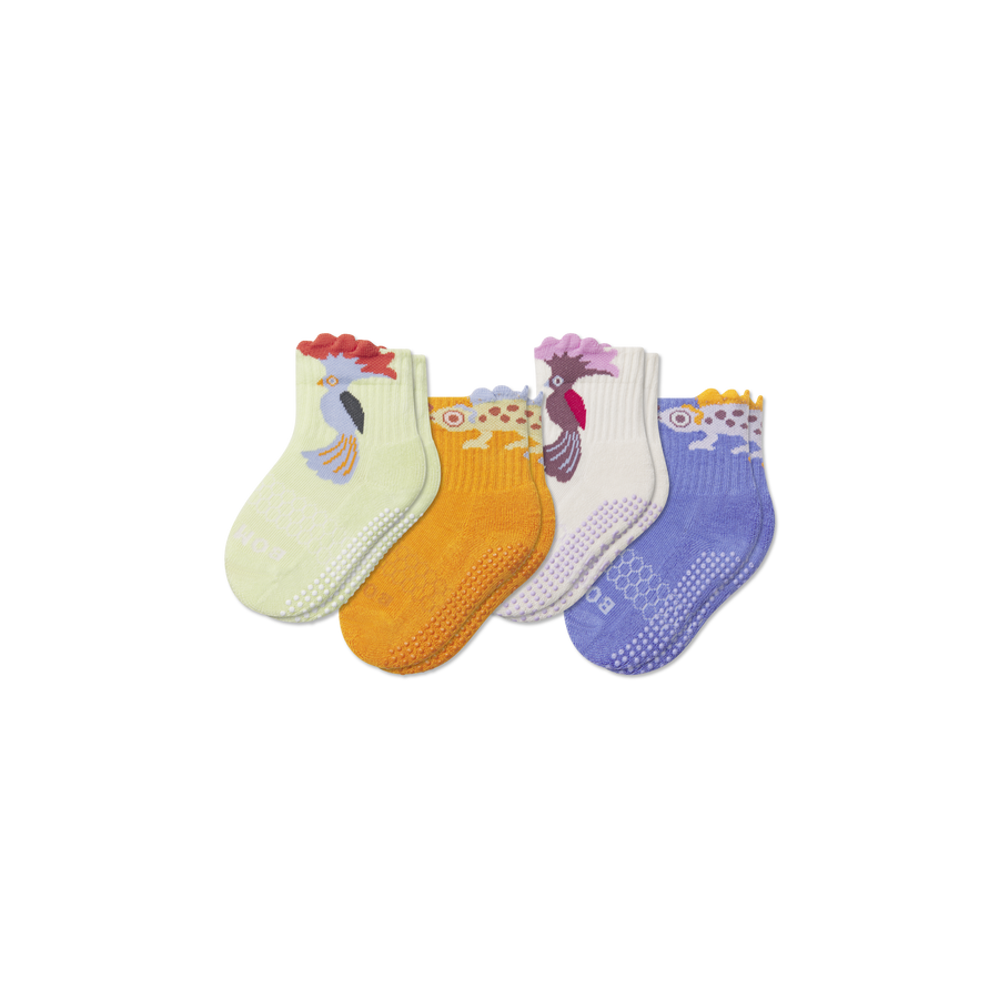 Toddler Rainforest Friends Gripper Calf Sock 4-Pack - Classic Weekend Move