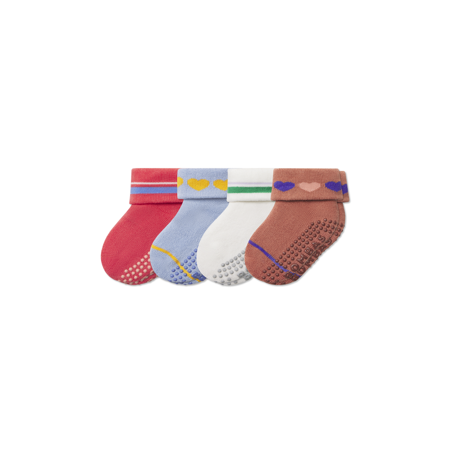 Baby Hearts Gripper Sock 4-Pack (6-12 Months) - Modern Court Wear
