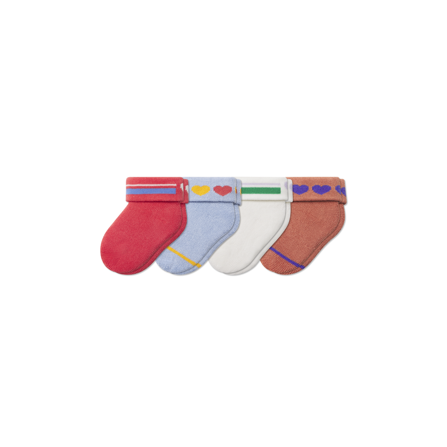 Baby Hearts Sock 4-Pack (0-6 Months) - Cushion Weekend Comfort