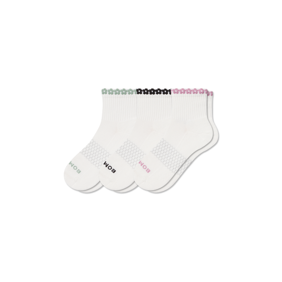 Women's Daisy Chain Quarter Sock 3-Pack - Comfort Low Cut Fit