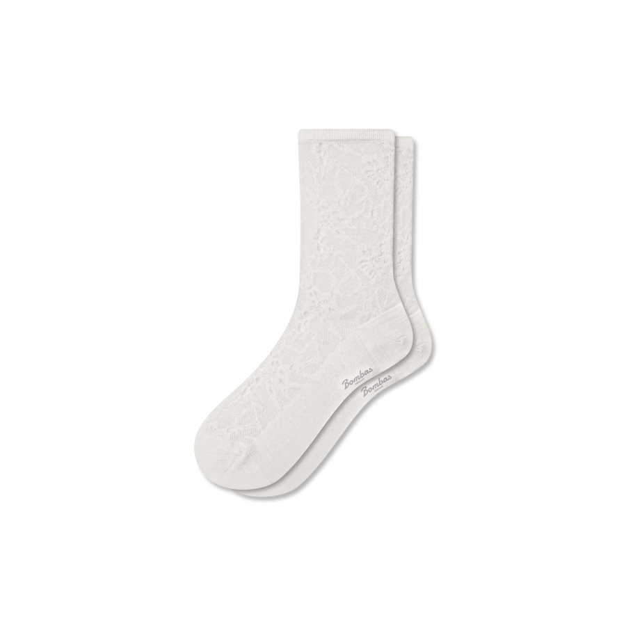 Women’s Floral Lace Half Calf Socks - Cozy Studio Step