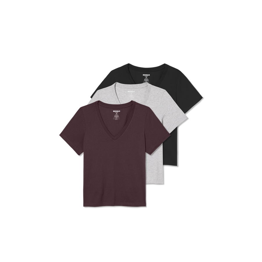 Women's Pima Cotton V-Neck T-Shirt 3-Pack - Closet Ready