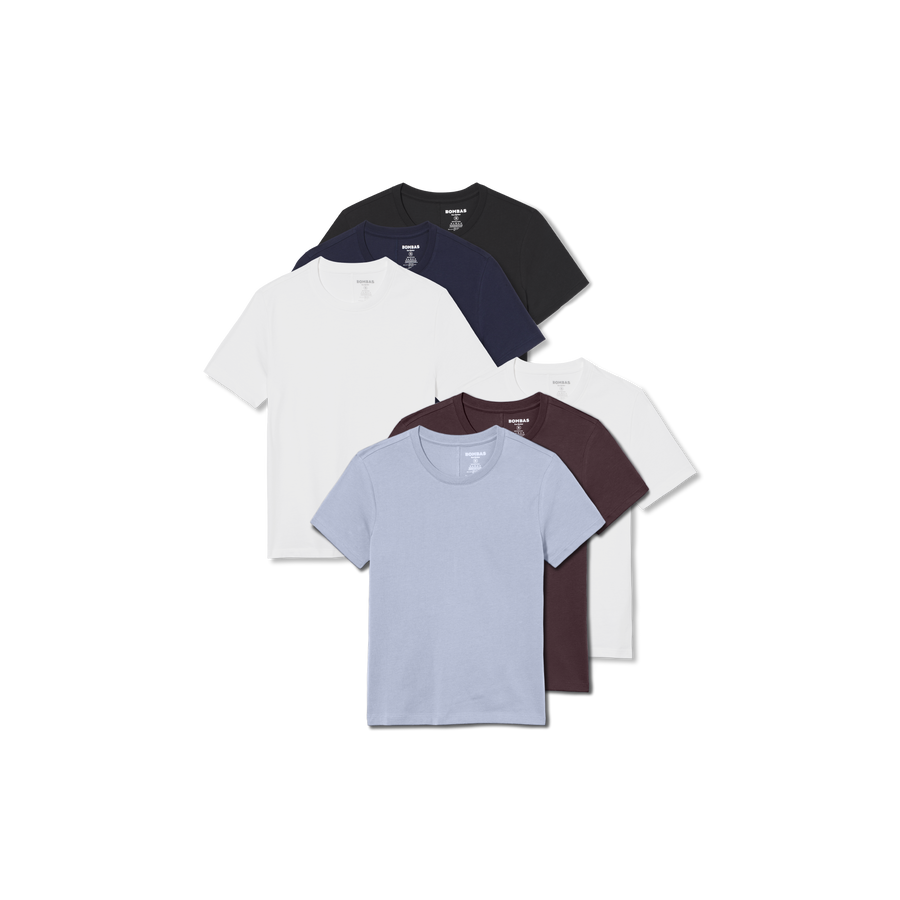 Women's Pima Cotton Slim Crew Neck T-Shirt 6-Pack - Travel Layer