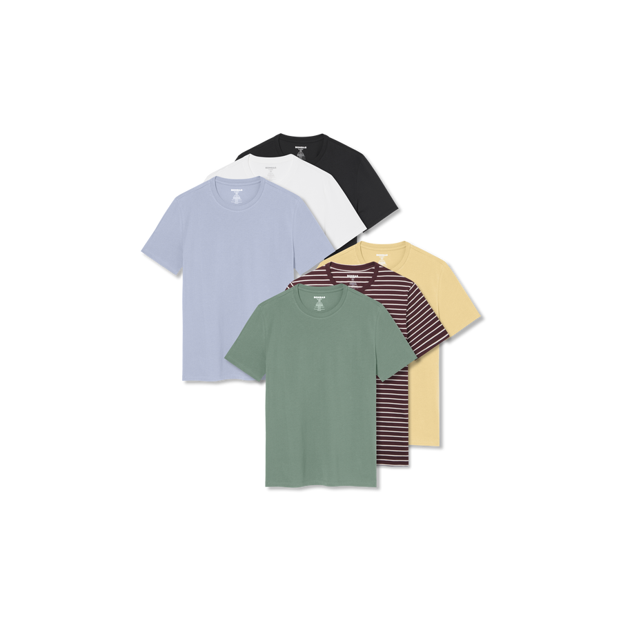 Men's Pima Cotton Crew Neck T-Shirt 6-Pack - Essential Everyday Wear