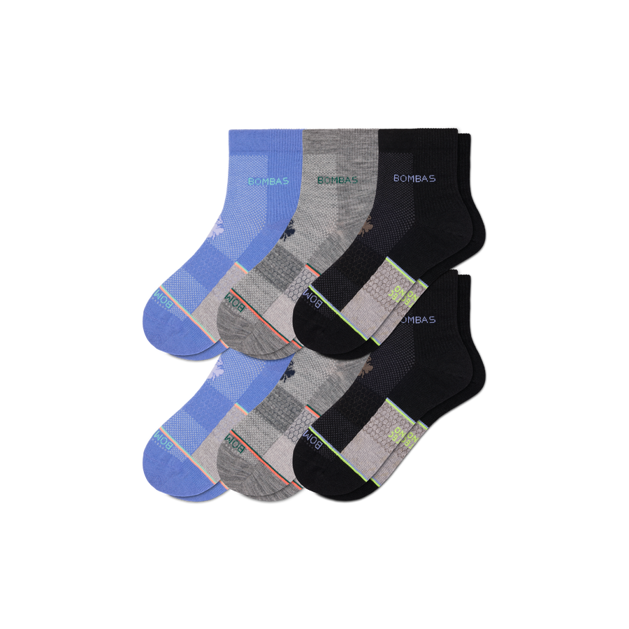 Men's UltraLite Sport Merino Wool Blend Quarter Sock 6-Pack - Smooth Recovery Fit