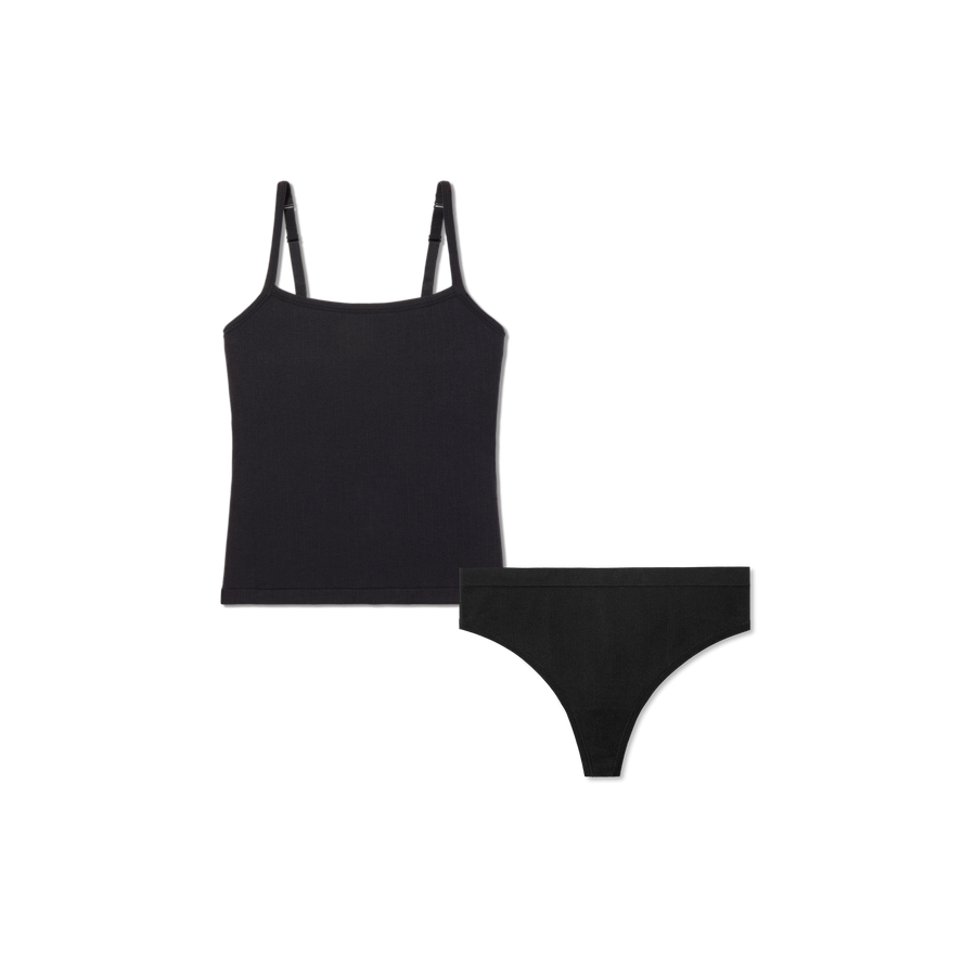 Women's Built-In Bra Seamless Cami + Thong Pack - Clean Studio Support