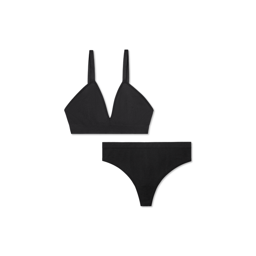 Women's Seamless Triangle Bralette + Thong Pack - Calm Weekend Ease