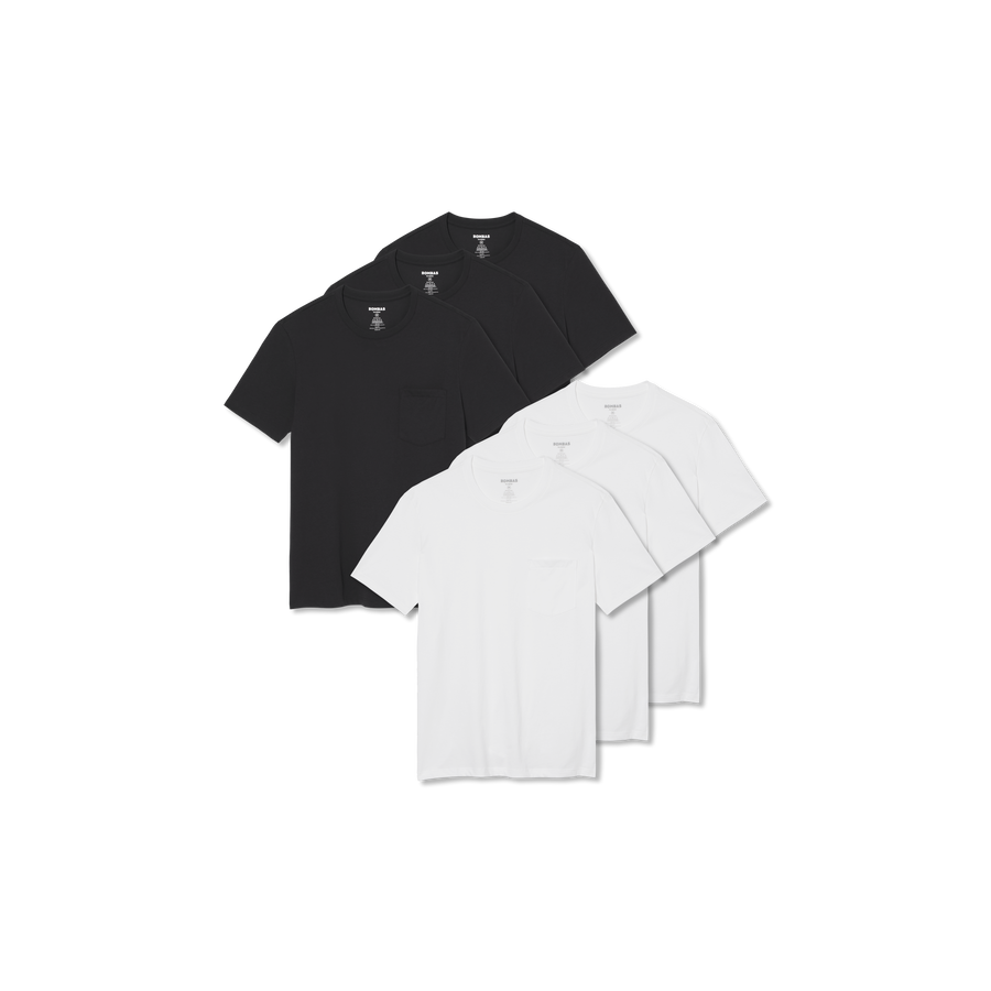Men's Pima Cotton Pocket Crew Neck T-Shirt 6-Pack - Essential Lounge Fit