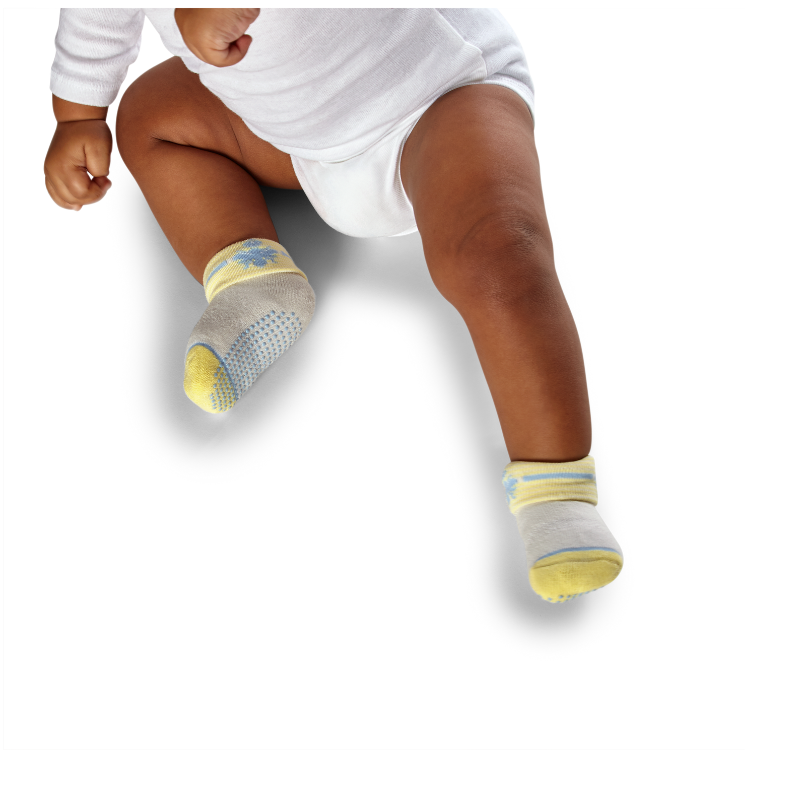 6-12 Baby Gripper Socks Buttermilk BO1