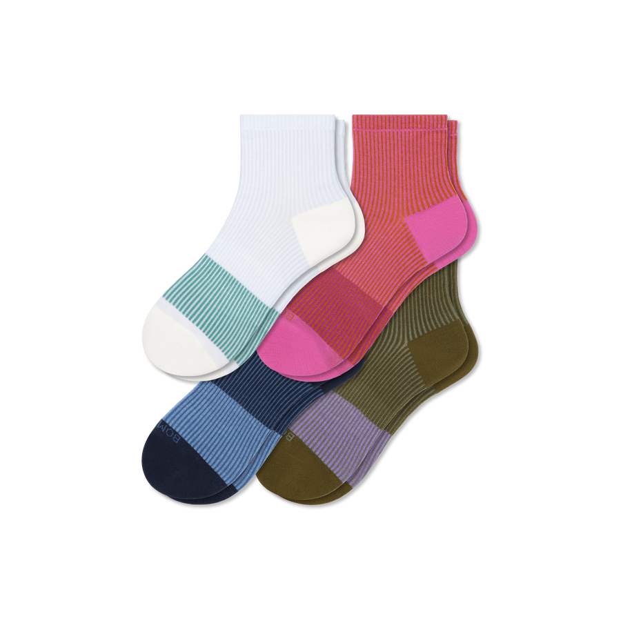 Women’s Lightweight Stripe Quarter Sock 4-Pack - Studio Wear