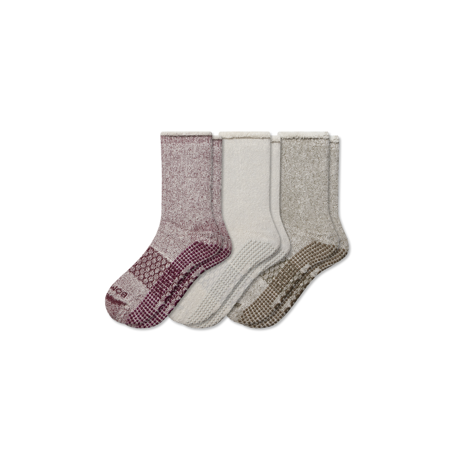 Men’s Roll-Top Merino Blend Gripper House Sock 3-Pack - Comfort Trail Fit