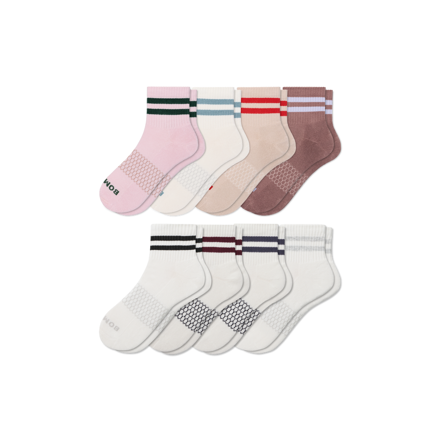 Women's Vintage Stripes Quarter Sock 8-Pack - Steady Run Pair
