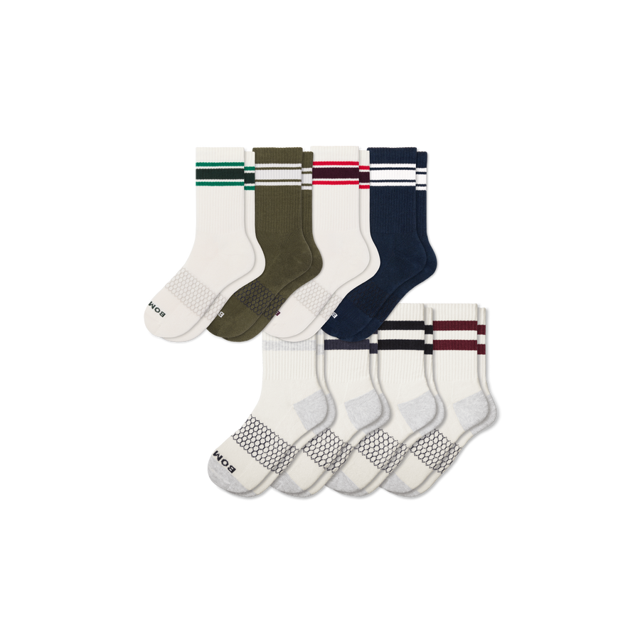 Men's Vintage Stripes Half Calf Sock 8-Pack - Classic Studio Step