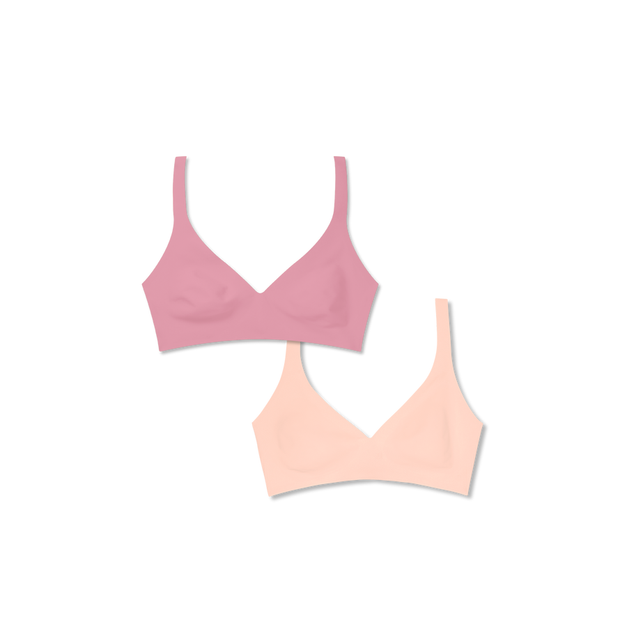 Women’s No Show Plunge Bralette 2-Pack - Soft Everyday Hold