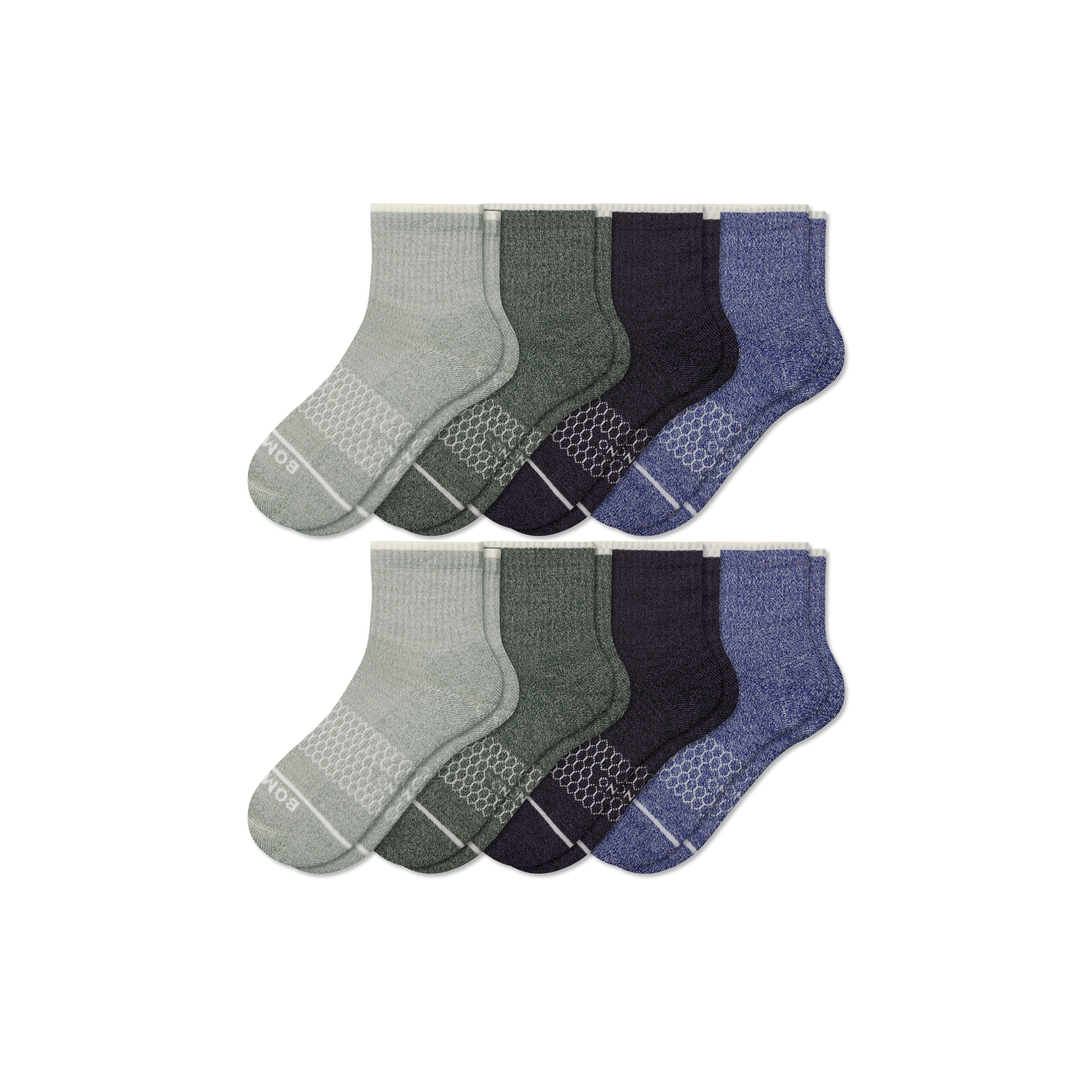 Men's Merino Wool Blend Quarter Sock 8-Pack - Glacier Haze Mix L