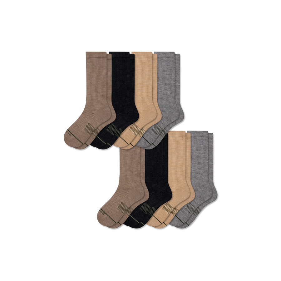 Men's Merino Wool Blend Modern Rib Calf Sock 8-Pack - Comfort School Pair