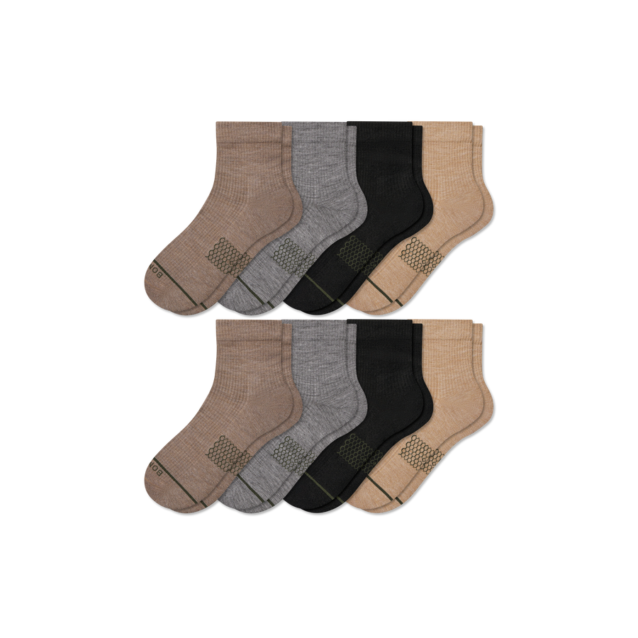 Women's Merino Wool Blend Modern Rib Quarter Sock 8-Pack - Active Studio Comfort