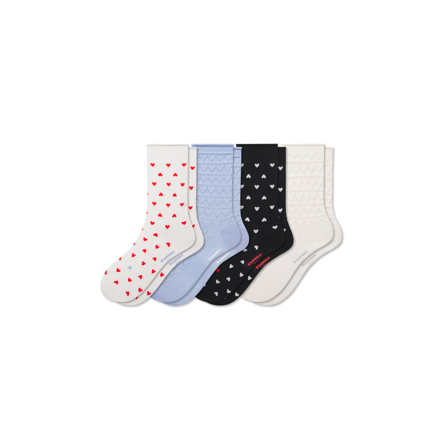 Women’s Hearts Half Calf Sock 4-Pack - Soft Hike Pair