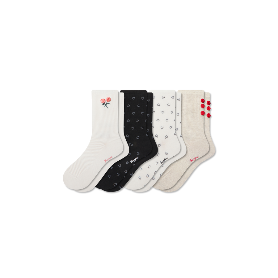 Women’s Valentine’s Day Lightweight Half Calf Sock 4-Pack - Weekend Home Cushion
