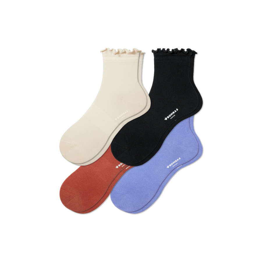 Women's Lightweight Frill Quarter Sock 4-Pack - Everyday Studio Support