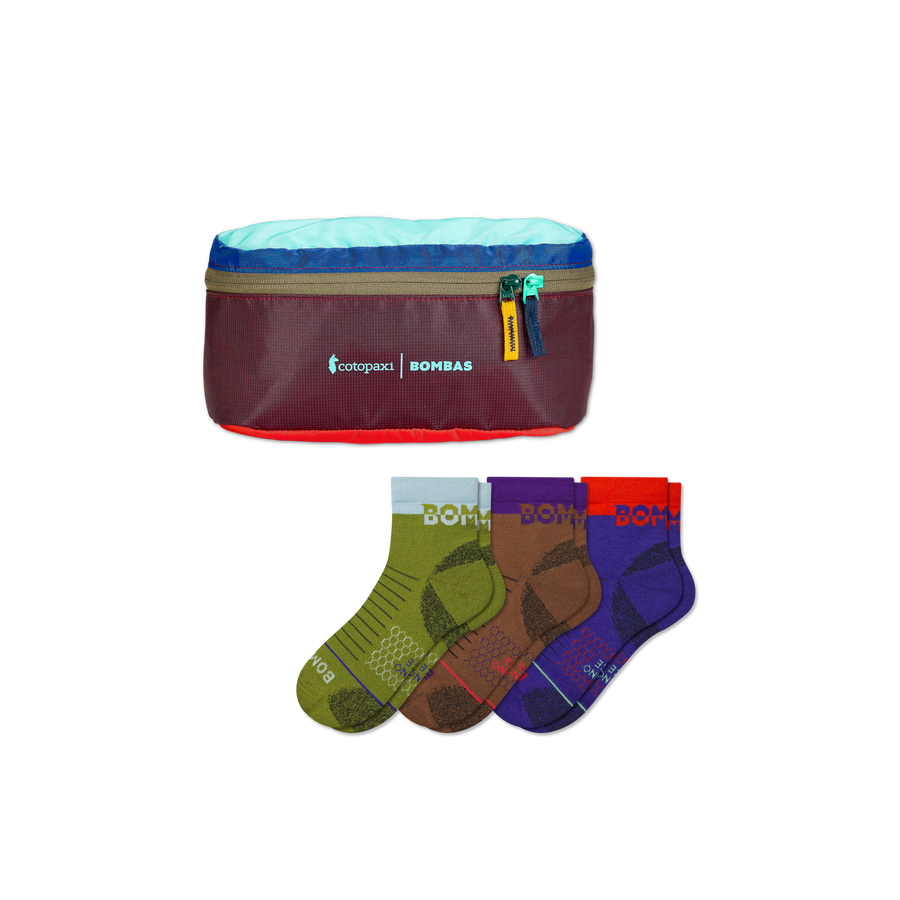 Men's Merino Wool Blend Hiking Quarter Sock 3-Pack & Cotopaxi Fanny Pack - Carry Home Storage