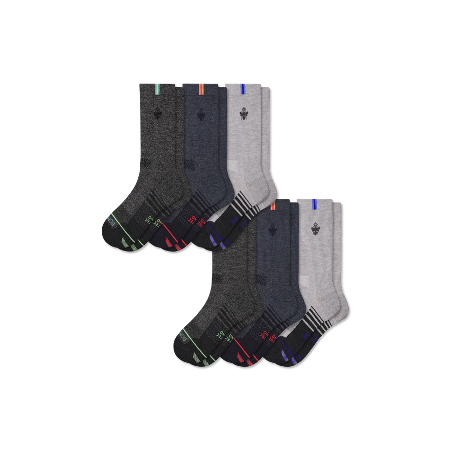 Men's Merino Wool Blend Run Calf Sock 6-Pack - Everyday Recovery Fit