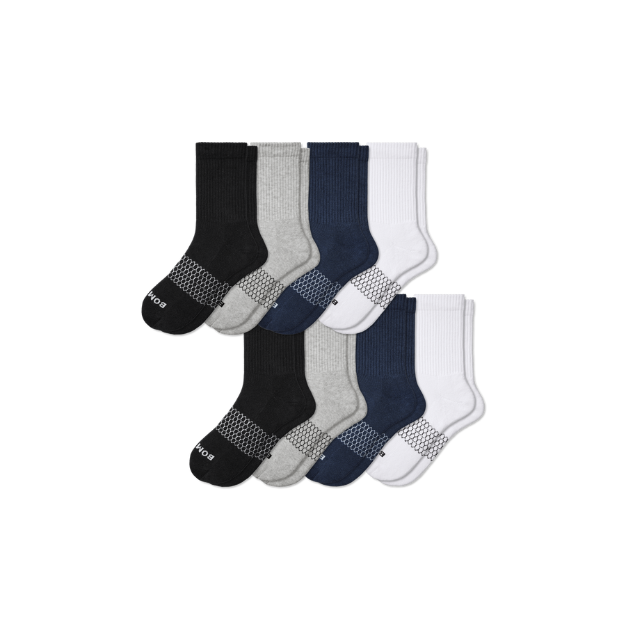 Men's Solids Half Calf Sock 8-Pack - Daily Everyday Cushion