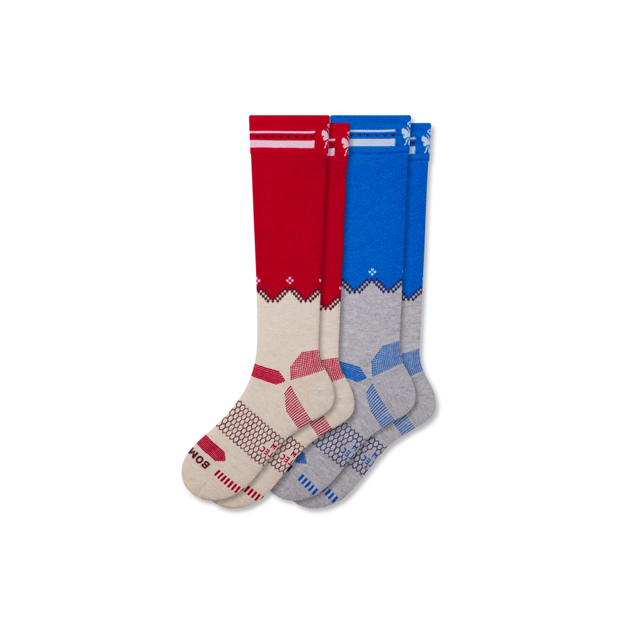 Men's Full-Cushion Merino Wool Blend Ski & Snowboard Sock 2-Pack - Cozy Trail Rotation