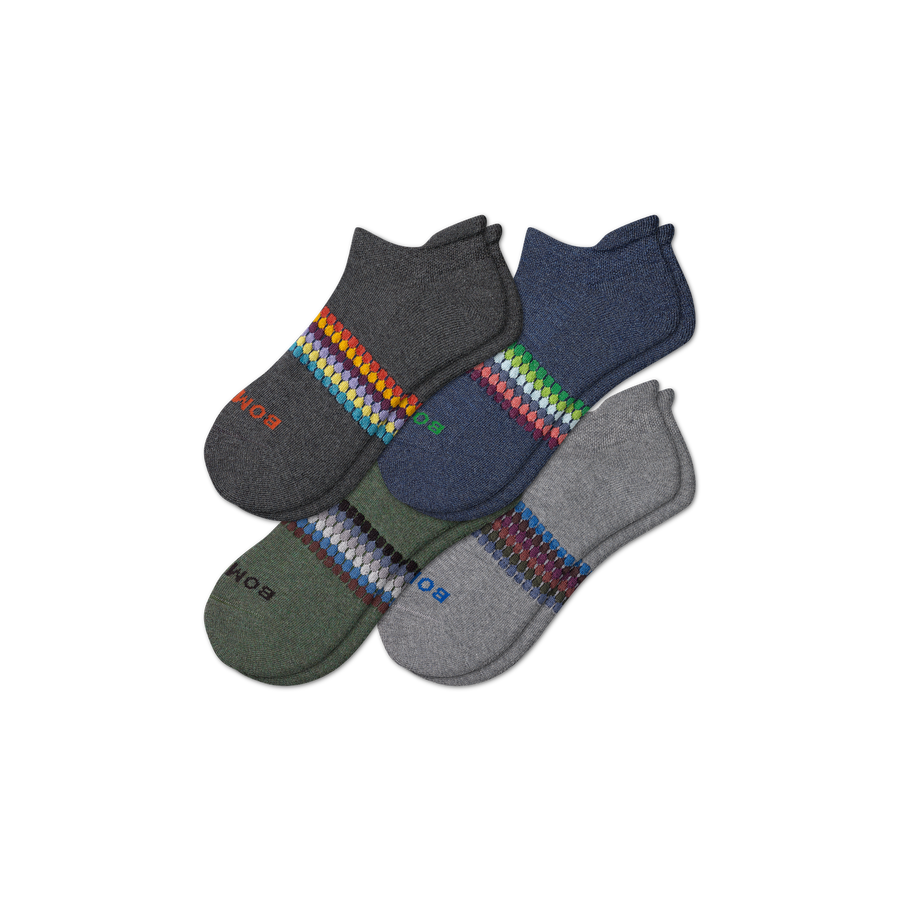 Men's Sunset Stripe Ankle Sock 4-Pack - Easy Low Cut Step