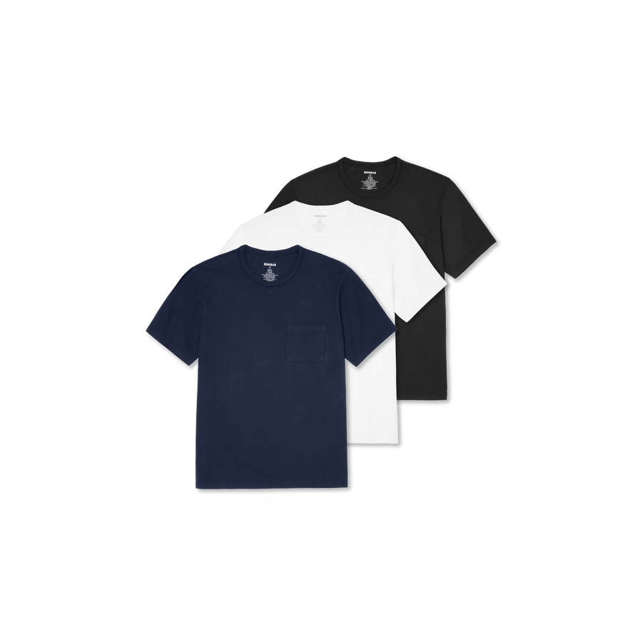 Men’s Premium Weight Pocket Crew Neck T-Shirt 3-Pack - Casual Everyday Cut