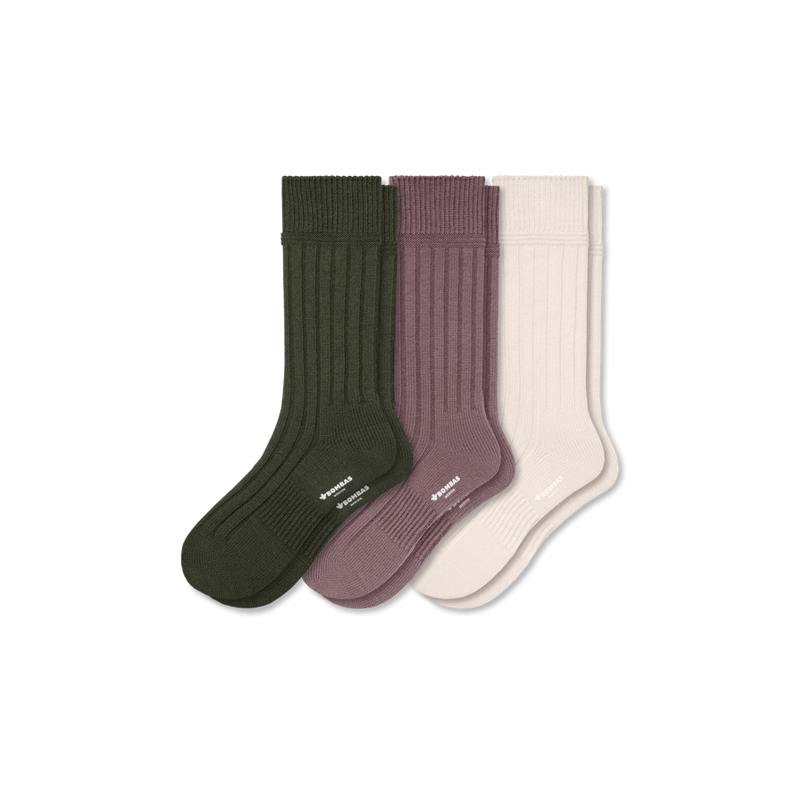 Men's Merino Cashmere Blend Rib Calf Sock 3-Pack - Steady Shift Cushion