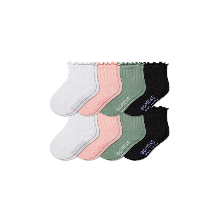 Toddler Ruffle Rib Calf Sock 8-Pack - Cushion Recovery Fit
