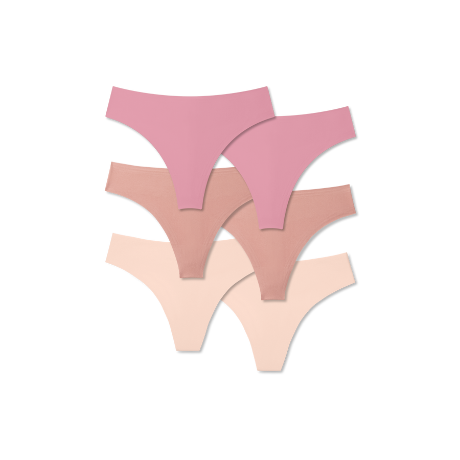 Women's No Show Thong 6-Pack - Calm Fit Layer