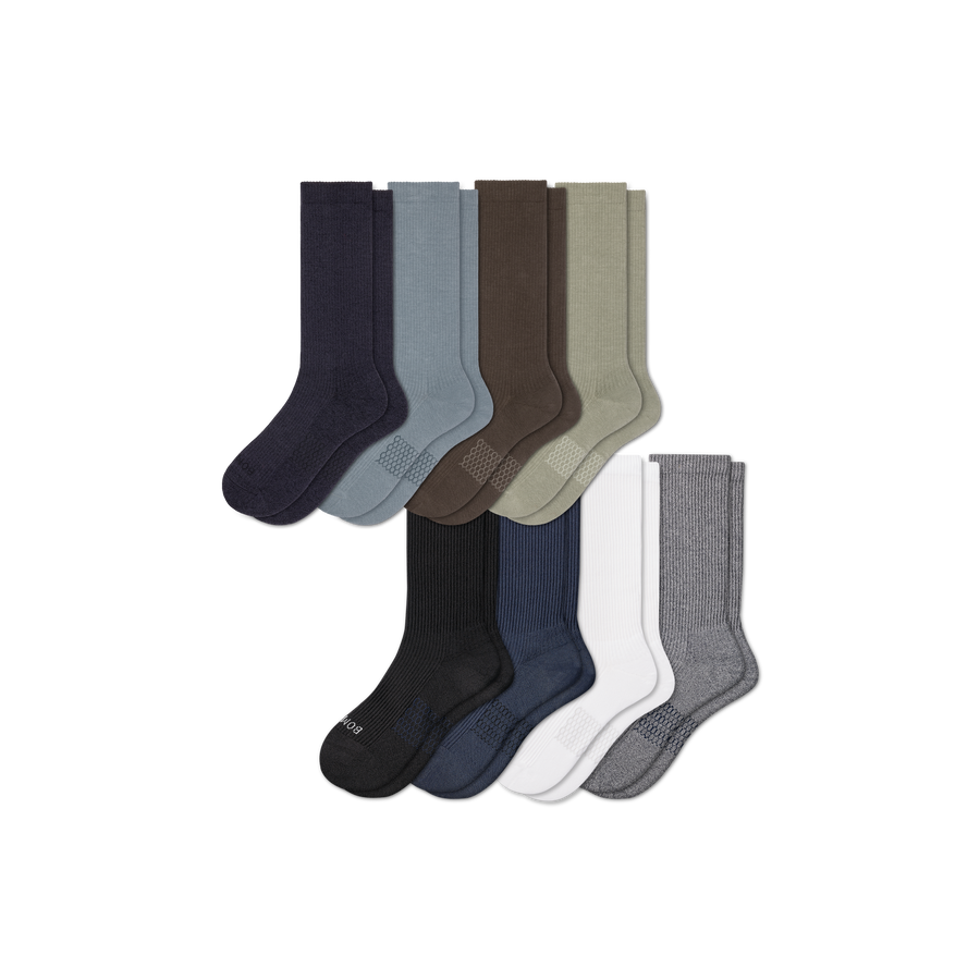 Men's Modern Rib Calf Sock 8-Pack - Comfort Crew Pair