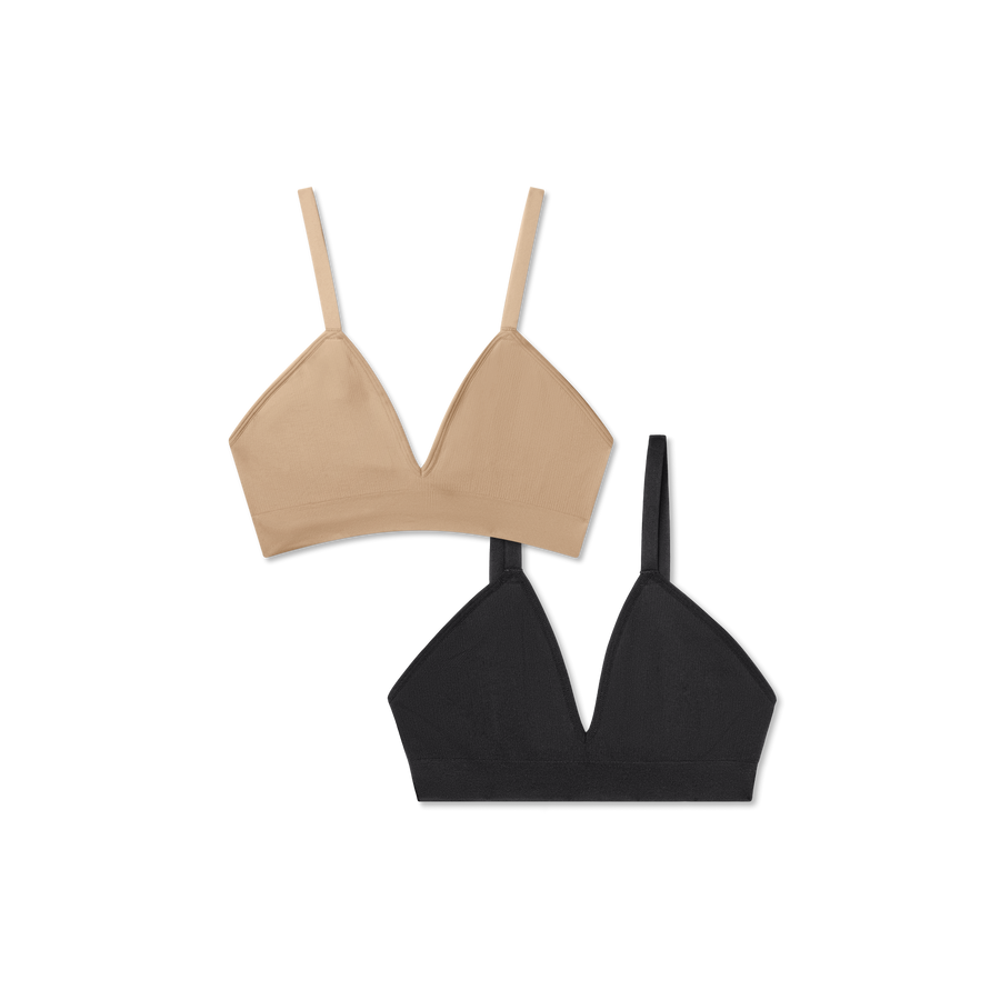Women's Seamless Triangle Bralette 2-Pack - Light Smooth Comfort
