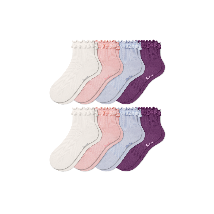 Youth Ruffle Rib Quarter Sock 8-Pack - Cushion Weekend Rotation