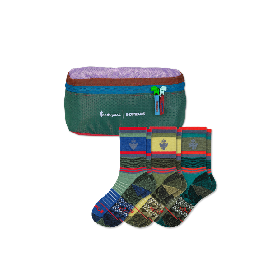 Cotopaxi x Bombas Merino Wool Blend Hiking Calf Sock 3-Pack & Fanny Pack - Simple Hike Stash