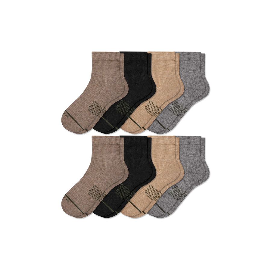 Men's Merino Wool Blend Modern Rib Quarter Sock 8-Pack - Cushion Hike Wear