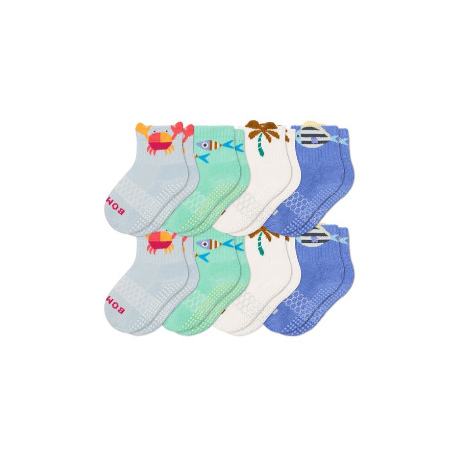 Toddler Gripper Calf Sock 8-Pack - Soft Travel Wear