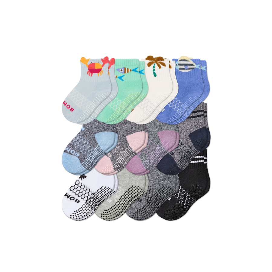 Toddler Gripper Calf Sock 12-Pack - Easy No Show Move