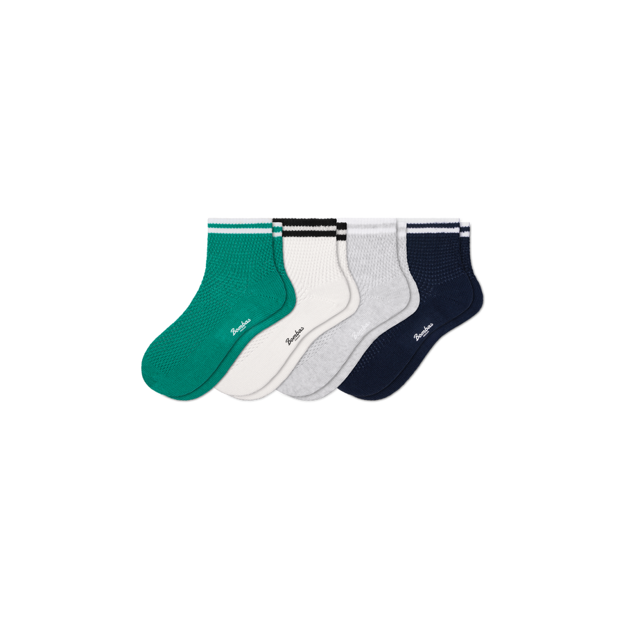 Women's Vintage Stripes Open Knit Quarter Sock 4-Pack - Studio Trail Move