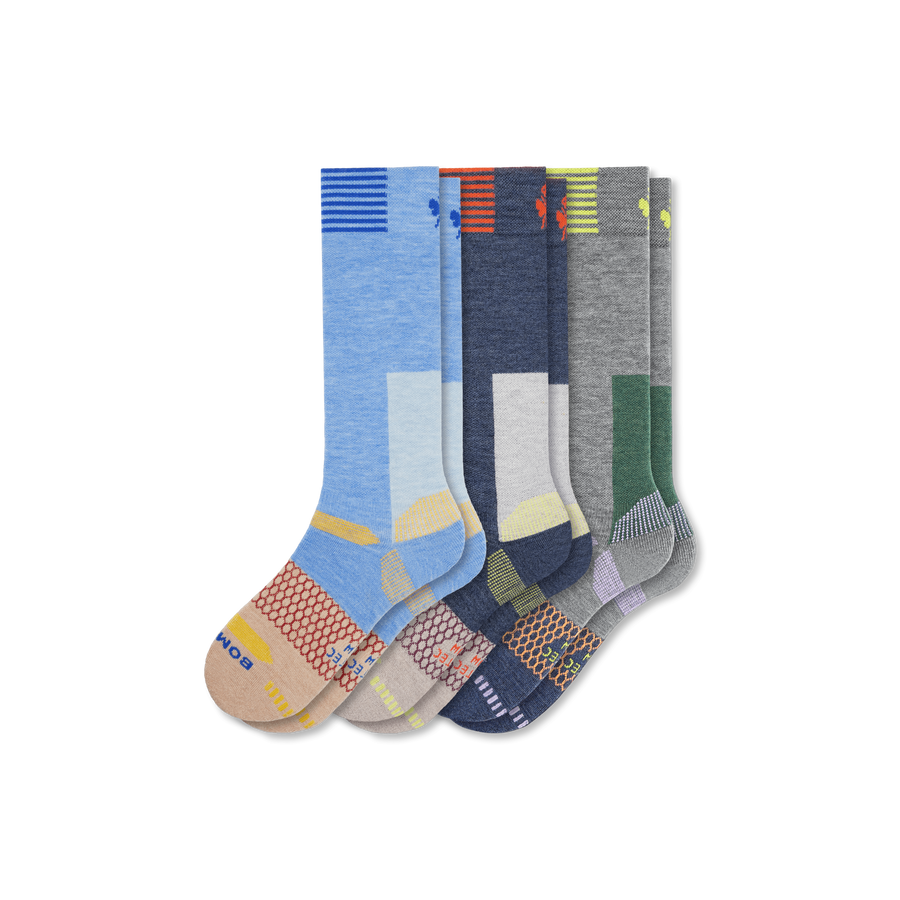 Women's Full-Cushion Merino Wool Blend Ski & Snowboard Sock 3-Pack - Breathable Travel Wear