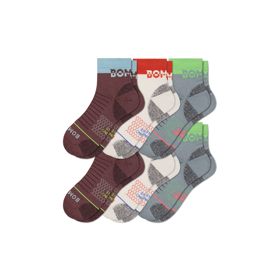 Men's Merino Wool Blend Hiking Quarter Sock 6-Pack - Soft Weekend Comfort