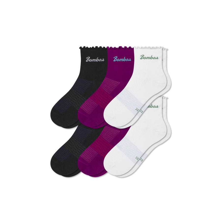 Women’s UltraLite Ruffle Sport Quarter Sock 6-Pack - Easy Home Wear
