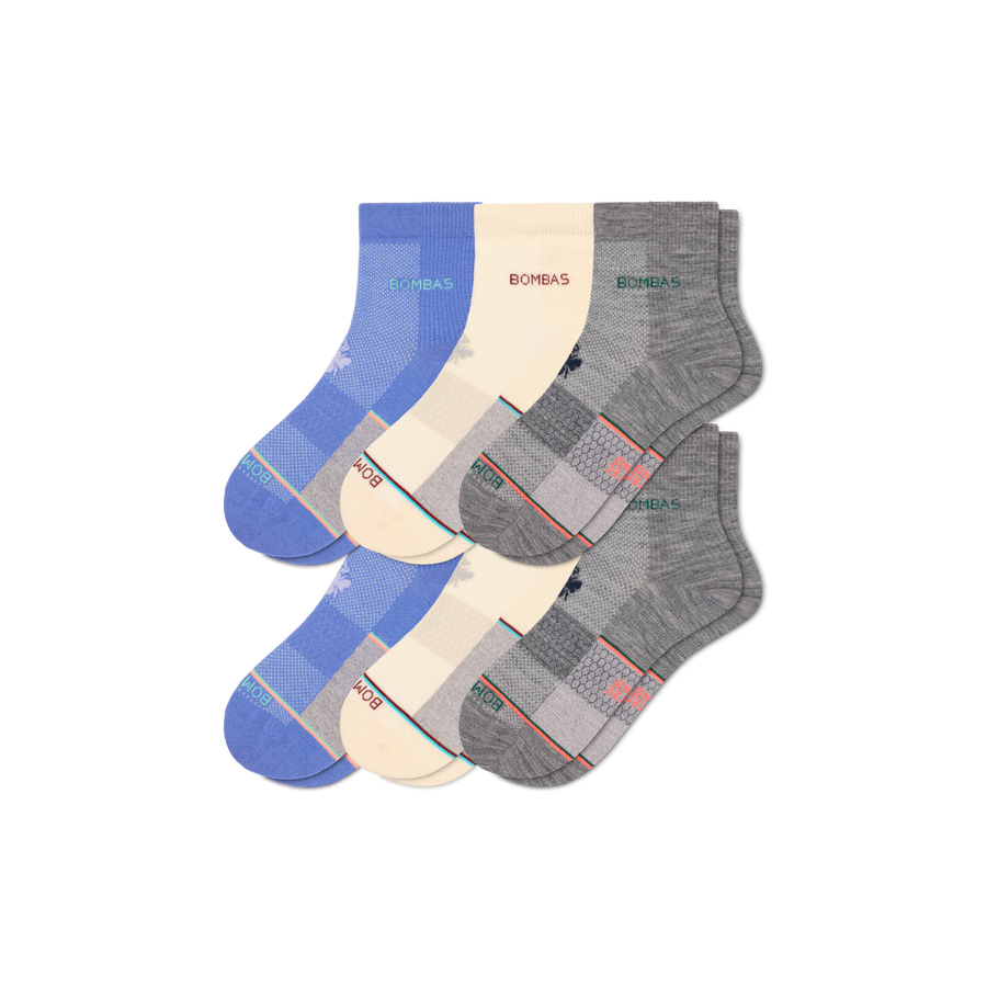 Women's UltraLite Sport Merino Wool Blend Quarter Sock 6-Pack - Easy Shift Comfort