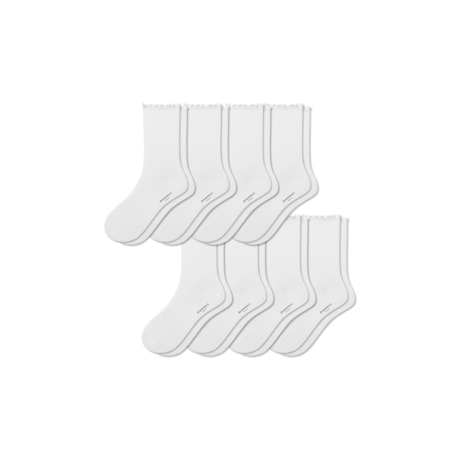 Women's Ruffle Rib Half Calf Sock 8-Pack - Cozy Home Wear