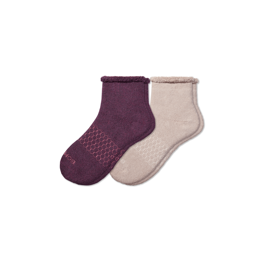 Men's Merino Wool Blend Roll-Top House Sock 2-Pack - Run Lounge Pair